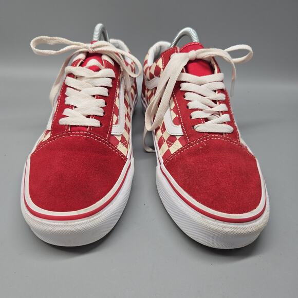 Vans Men's Old Skool Primary Skate Checkerboard Racing Red White Shoes M 7.5/ W9 - Picture 3 of 11